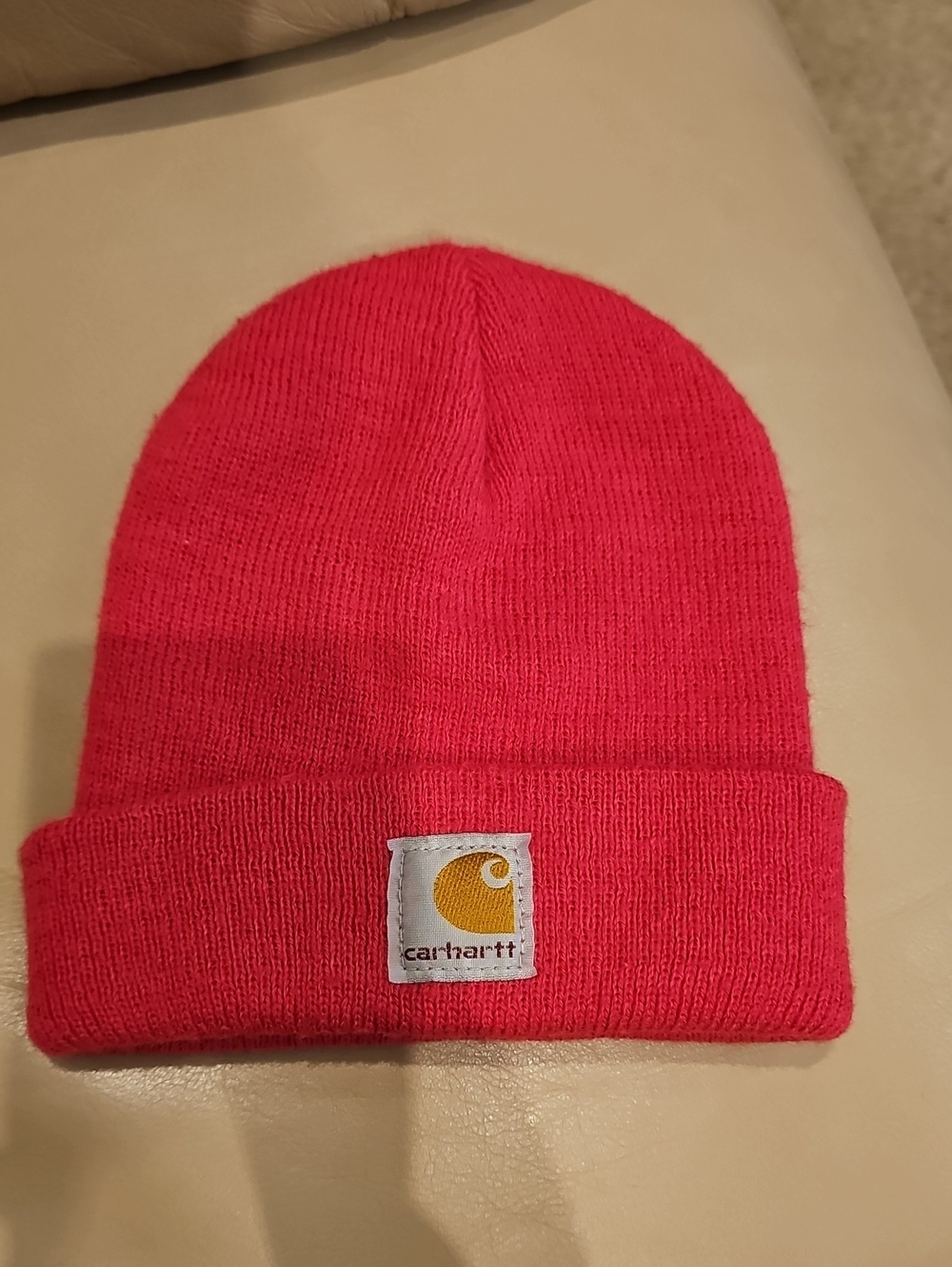 Carhartt Kids Cuffed Beanie in Hot Pink with Gold Logo